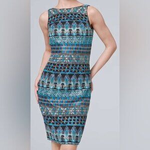 White House Black Market Embroidered  sheath dress Size 2